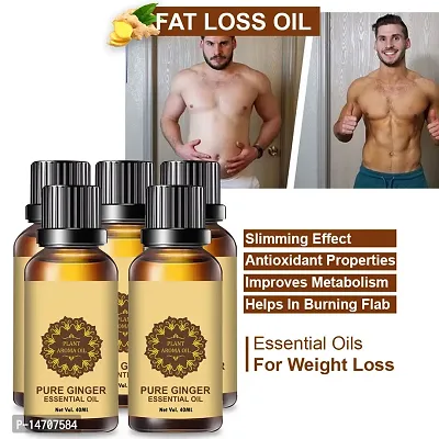 Ginger Essential Oil | Ginger Oil Fat Loss | belly fat reduce oil, weight loss massage oil, fat burner oil for women, slimming oil, weight loss oil (40ML) (PACK OF 5)