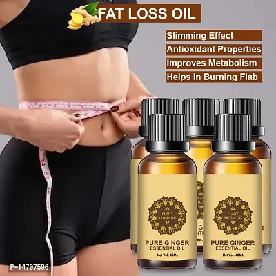 Ginger Essential Oil | Ginger Oil Fat Loss | nbsp;Fat Burning Oil, Slimming oil, Fat Burner, Anti Cellulite  Skin Toning Slimming Oil For Stomach, Hips  Thigh Fat loss fat go slimming weight loss body fitness oilnbsp; (40ML) (PACK OF 5)-thumb0