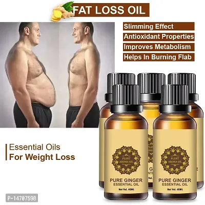 Ginger Essential Oil | Ginger Oil Fat Loss | Fat Burner Fat loss fat go slimming weight loss body fitness oil Shaping Solution Shape Up Slimming Oil For Stomach, Hips  Thigh (40ML) (PACK OF 5)