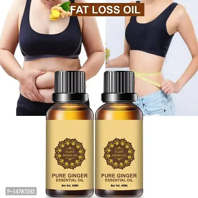 Ginger Essential Oil | Ginger Oil Fat Loss | Slimming Fat Burner Oil for Fat Loss Fat Burner Weight Loss Massage Oil (40ML) (PACK OF 2)