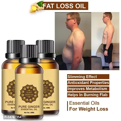 Ginger Essential Oil | Ginger Oil Fat Loss | Fat Burning oil,slimming oil, Fat Burner,Anti Cellulite  Skin Toning Slimming Oil For Stomach, Hips  Thigh Fat loss (40ML) (PACK OF 3)