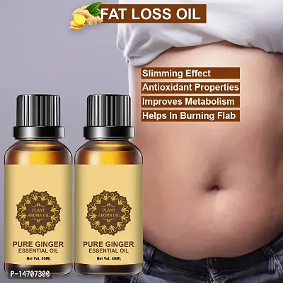 Ginger Essential Oil | Ginger Oil Fat Loss | Fat Burning oil,slimming oil, Fat Burner,Anti Cellulite  Skin Toning Slimming Oil For Stomach, Hips  Thigh Fat loss (40ML) (PACK OF 2)-thumb0