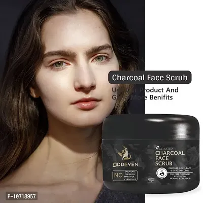 Trendy Charcoal Face Scrub With Black Sand, Exfoliates Skins And Removes Black Heads, Black, 50 Gm