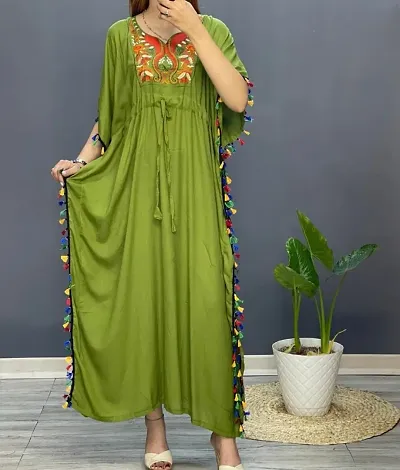 Buy SHOW OFF Women's Tan Printed Polyester Kaftan Dress Online at Best  Prices in India - JioMart.