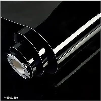 Self Adhesive Decorative Wallpaper Waterproof Countertop Paper (24X120 In_Black Glossy)-thumb0