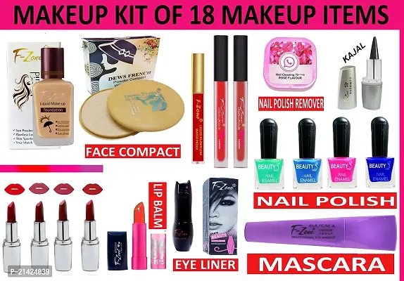 WINBLE TRADERS Perfect Bridal Makeup Kit Of 18 Makeup Items KST41 (Pack of 18)