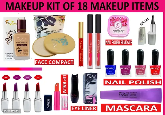WINBLE TRADERS Perfect Bridal Makeup Kit Of 18 Makeup Items KST32 (Pack of 18)