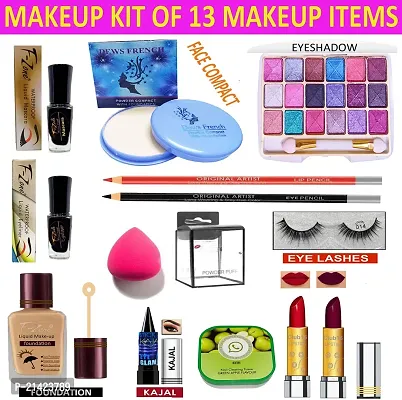 WINBLE TRADERS Natural Glow Long Lasting Professional Makeup kit Of 13 Makeup items AS27 (Pack of 13)-thumb0