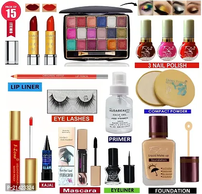 WINBLE TRADERS Glowing Makeup kit Of 15 Makeup Items ZS33 (Pack of 15)
