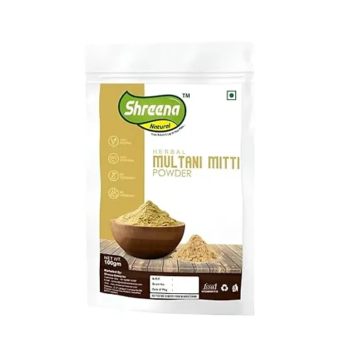 Shreena Multani Mitti Powder 100% Natural Multani Mitti Powder for Face, Skin and Hair Pack | Fullers Earth, Bentonite Clay (100 Grams)