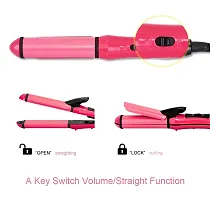 2 in 1 Hair Straightener and Curler Ceramic Plate Hair Curler for Women  (Pink), Pack of 1-thumb1