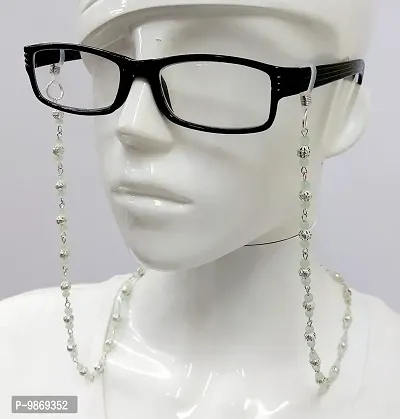 Heddz Light Green Lightweight Glass Beads & Silver Filigree Spectacle Chain For Women Spectacle Chain Lanyard String for Eyewear Frames, Specs, Glasses, Sunglasses, Goggles and Eyeglasses-thumb2