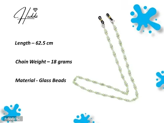 Heddz Light Green Lightweight Glass Beads & Silver Filigree Spectacle Chain For Women Spectacle Chain Lanyard String for Eyewear Frames, Specs, Glasses, Sunglasses, Goggles and Eyeglasses-thumb4