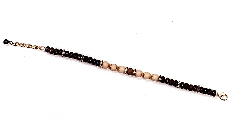 Heddz Bracelet for Women|Round Beaded Stone Bracelet For Women|Stylish Bracelet For Women|Ethnic Bracelet For Women|Beaded Fusion Wear Bracelet For Women|Brown Stone Stylish Bracelet For Women