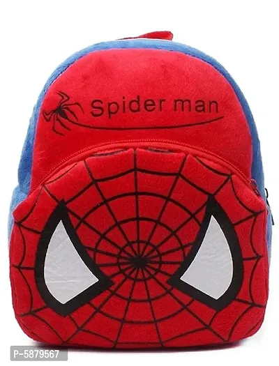 10 L Soft Plush Spiderman Cartoon School Bag for Kids School Nursery Picnic (2-6 Years, Red)-thumb0