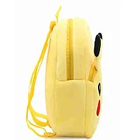 Pikachu Kids Bags for School 10Ltr Baby/Boys/Girls Velvet Backpack (Yellow)-thumb2