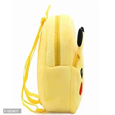 Pikachu Kids Bags for School 10Ltr Baby/Boys/Girls Velvet Backpack (Yellow)-thumb3