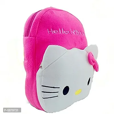 Kids Velvet White Pink Cute Kitty School Bag Travelling Bag Pink (2-5 Years)-thumb2