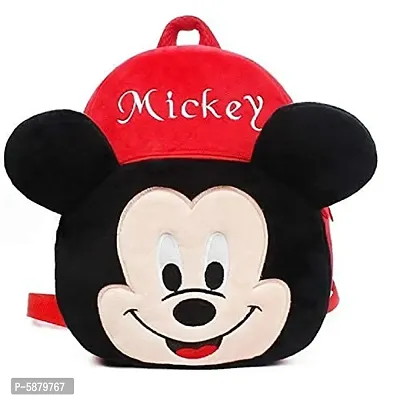 Soft Velvet Red Mickey Mouse Cartoon School Bag Teddy Backpack for Kids School Nursery Picnic-thumb0