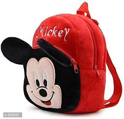 Soft Velvet Red Mickey Mouse Cartoon School Bag Teddy Backpack for Kids School Nursery Picnic-thumb2