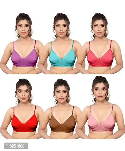 Stylish Cotton Blend Solid Everyday Bras For Women- Pack Of 6