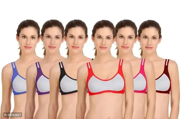 Buy Stylish Fancy Cotton Solid Non Padded Sports Bras For Women