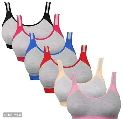 Women And Girls Sports Bra Pack Of 6 Multicolour-thumb0