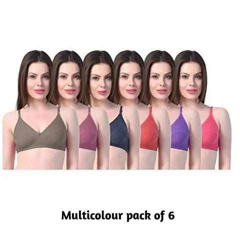 Elegant Blend Solid Non Padded Seamless Everyday Bras For Women- Pack Of