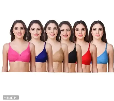 Classic Cotton Hoisery Solid Non Padded Bras Pack of 6-thumb0