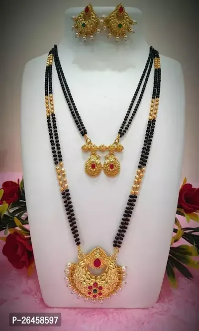 Stylish Black Alloy Pearl Jewellery Set For Women-thumb0