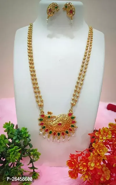 Stylish Golden Alloy Pearl Jewellery Set For Women-thumb0