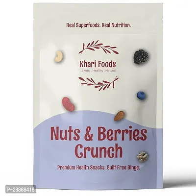 Khari Foods Air Roasted Nuts And Berries Crunch, Premium Dry Fruits Mix - Almonds, Cashews, Walnuts, Cranberries, Blueberries, Blackberries, Healthy Snacks (100g)-thumb0