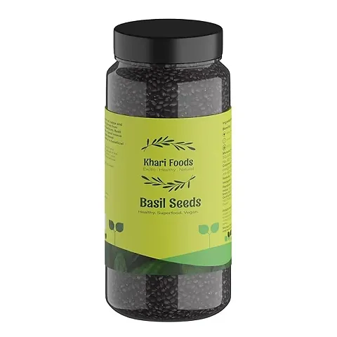 Khari Foods Healthy Basil Seeds / Sabja Seeds, Seeds for Eating (500)