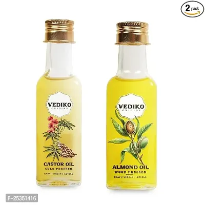 Vediko Raw Cold Pressed Castor Oil And Almond Oil Pack of 2-100ml each