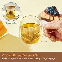 we3 Coffee Cup 250ml Glass Coffee Mug Double Walled Glass Mug Tea Cup Insulated Double Glass Cup for Latte Coffee Tea Mug with Handle (Pack of 1)-thumb3