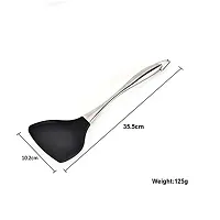 we3 Non-Stick Silicone Spatula - 500?F(260?C) Heat Resistant Seamless SIliconeSpatulas with Stainless Steel Core Kitchen Utensils for Cooking|35.5cm L & 10.2cm W Steel Spatula Black| (Black)-thumb2