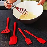 we3 Silicone Cooking Utensils Set, Kitchen Utensils Include Silicone Spatula Set, Turner, Brush, Whisk, Heat Resistant Non-Stick Cooking Tools (Red)-thumb3