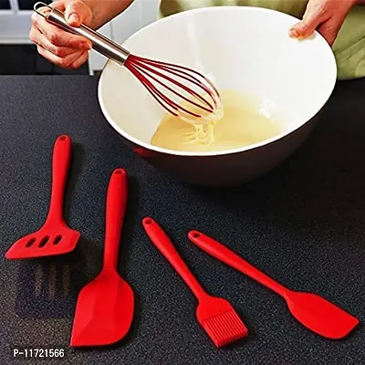 we3 Silicone Cooking Utensils Set, Kitchen Utensils Include Silicone Spatula Set, Turner, Brush, Whisk, Heat Resistant Non-Stick Cooking Tools (Red)-thumb4