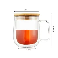 we3 Coffee Cup 250ml Glass Coffee Mug Double Walled Glass Mug Tea Cup Insulated Double Glass Cup for Latte Coffee Tea Mug with Handle (Pack of 1)-thumb1