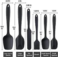 we3 Silicone Spatula,6 Piece Non-Scratch Heat Resistant Silicone Spatula with Stainless Steel Core,Non Stick and Good Grips Spatulas for Cooking,Baking and Mixing (Black)-thumb1