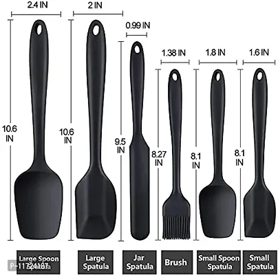 we3 Silicone Spatula,6 Piece Non-Scratch Heat Resistant Silicone Spatula with Stainless Steel Core,Non Stick and Good Grips Spatulas for Cooking,Baking and Mixing (Black)-thumb2