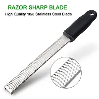 we3 Lemon Zester  Cheese Grater - Razor Sharp Stainless Steel Grater for Parmesan Cheese, Potato, Ginger, Garlic, Nutmeg, Chocolate, Vegetables, Fruits - Safety Cover Long- Black-thumb2