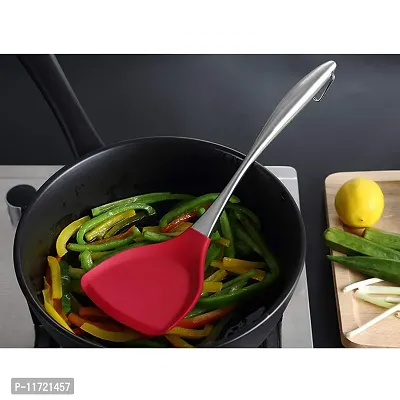 we3 Premium Silicone Wok Turner BPA Free 480F Spatula Stainless Steel Handle for Non Stick Cookware Red Pack of 2-thumb4