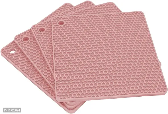 we3 Silicone Trivet Pot Mat for Countertop Trivets Pads Heat Resistant Table Placemats (Pack of 4 Pink)-thumb0