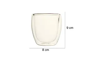 we3 Double Wall Thermal Insulated Mug for Drinking Tea,Coffee,Espresso,Juice,Wine,Latte, Cappuccino Stackable Glass Cup 250 ML Each. (2A Pack of 1)-thumb1