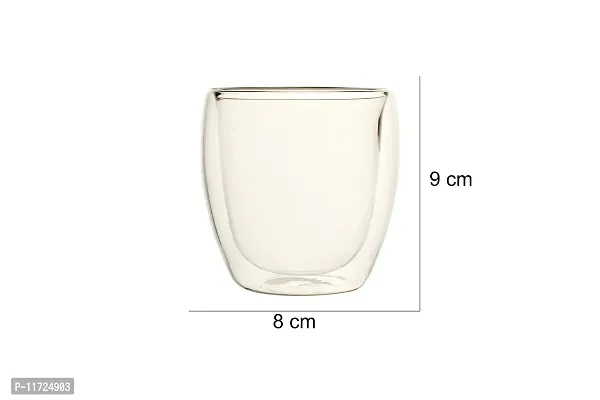 we3 Double Wall Thermal Insulated Mug for Drinking Tea,Coffee,Espresso,Juice,Wine,Latte, Cappuccino Stackable Glass Cup 250 ML Each. (2A Pack of 1)-thumb2