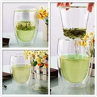 we3 Glass Tea And Coffee Cup Mug With Lid And Tea Infuser - 3 Pieces, Clear, 350 ml-thumb1