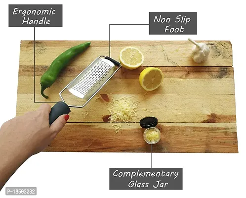 we3 Cheese Grater - Lemon Zester Grater - Stainless Steel Hand Grater for Kitchen - Easy for Parmesan Citrus Ginger Cheese Chocolate Lemon - Black-thumb5