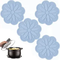 we3 Silicone Trivet Mats - Hot Pads Spoon Rest Multipurpose Trivet for Hot Dishers Heat Resistant Food Grade Silicone-Blue-Set of 4-thumb4