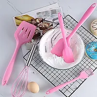 we3 Silicone Cooking Utensils Set, Kitchen Utensils Include Silicone Spatula Set, Turner, Brush, Whisk, Heat Resistant Non-Stick Cooking Tools (Pink)-thumb3